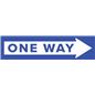 Blue one way arrow floor decal for indoor and outdoor surfaces 