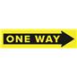 Yellow one way arrow floor decal with directional messaging 