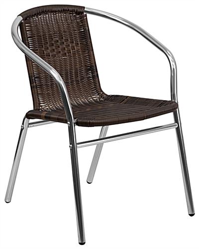 Aluminum rattan restaurant stacking chair in modern style