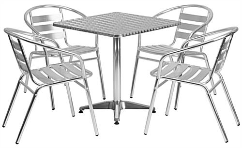 Commercial aluminum bistro furniture set with 5 pieces