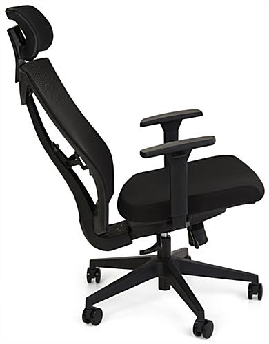 Ergonomic black mesh office chair with tilting back 