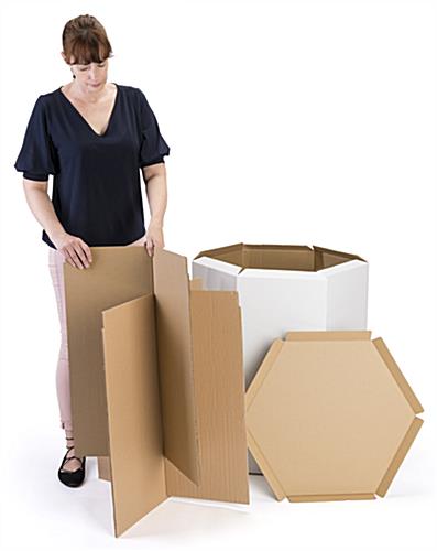 lightweight hexagon pedestal cardboard table assembles easily
