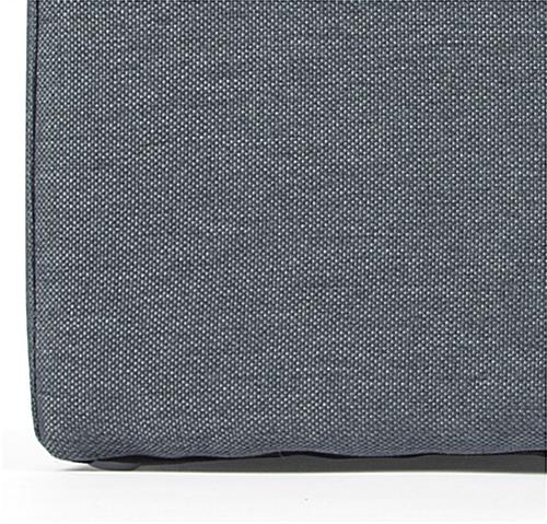 Plastic feet and woven fabric on square ottoman seating cube