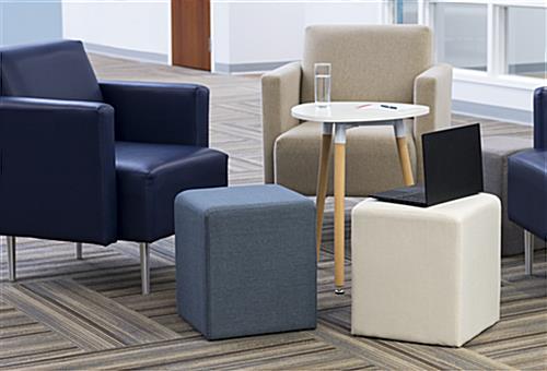 Square ottoman seating cube in office environment