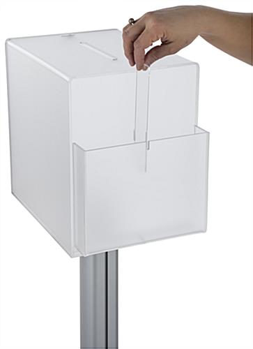 Pedestal suggestion box stand with lock and pocket divider