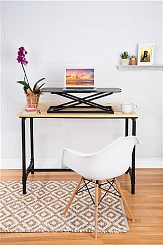 Folding sit stand laptop workstation with adjustable height