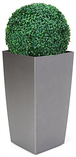 Artificial boxwood ball in planter with weatherproof design
