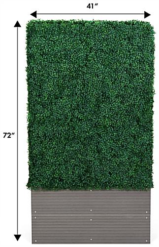 Artificial boxwood hedge panels with 72 inch by 41 inch build