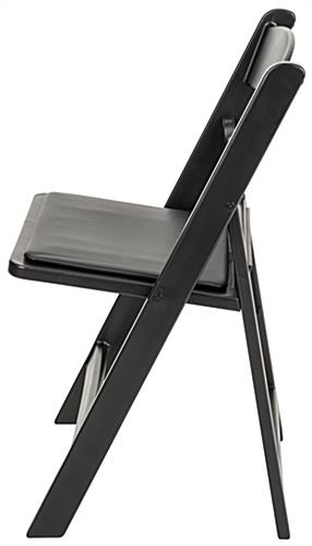 Heavy Duty Folding Resin Chair with Dark Wood