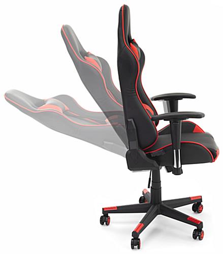 Racing style office chair with 155 degree tilt range 
