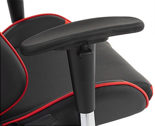 Racing style office chair features 2-direction armrests