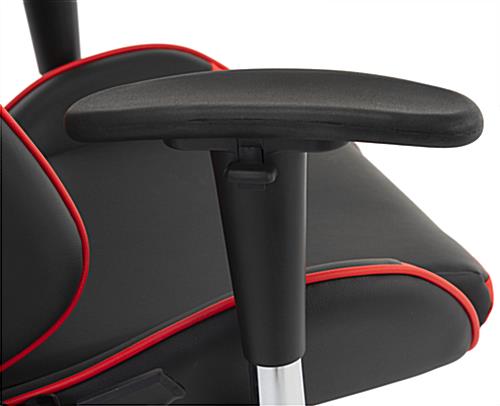 Racing style office chair with 2D tilting armrests
