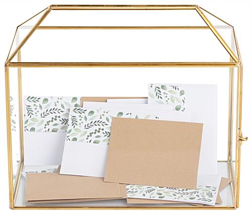 Gold and glass gift card box with 4 pound weight capacity 