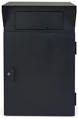 Outdoor package drop box with black powder-coated finish