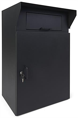 Outdoor package drop box with two doors