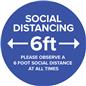 Blue social distance vinyl decal with full bleed printing