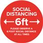 Red social distance vinyl decal with strong tack adhesive bottom 