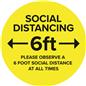 Yellow social distance vinyl decal with textured non-slip top surface 