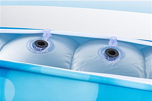 branded inflatable sofa with two quick release plugs