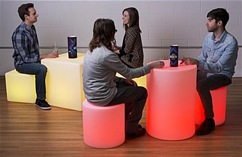 Light Up Cube Table Stool with Rechargeable Battery