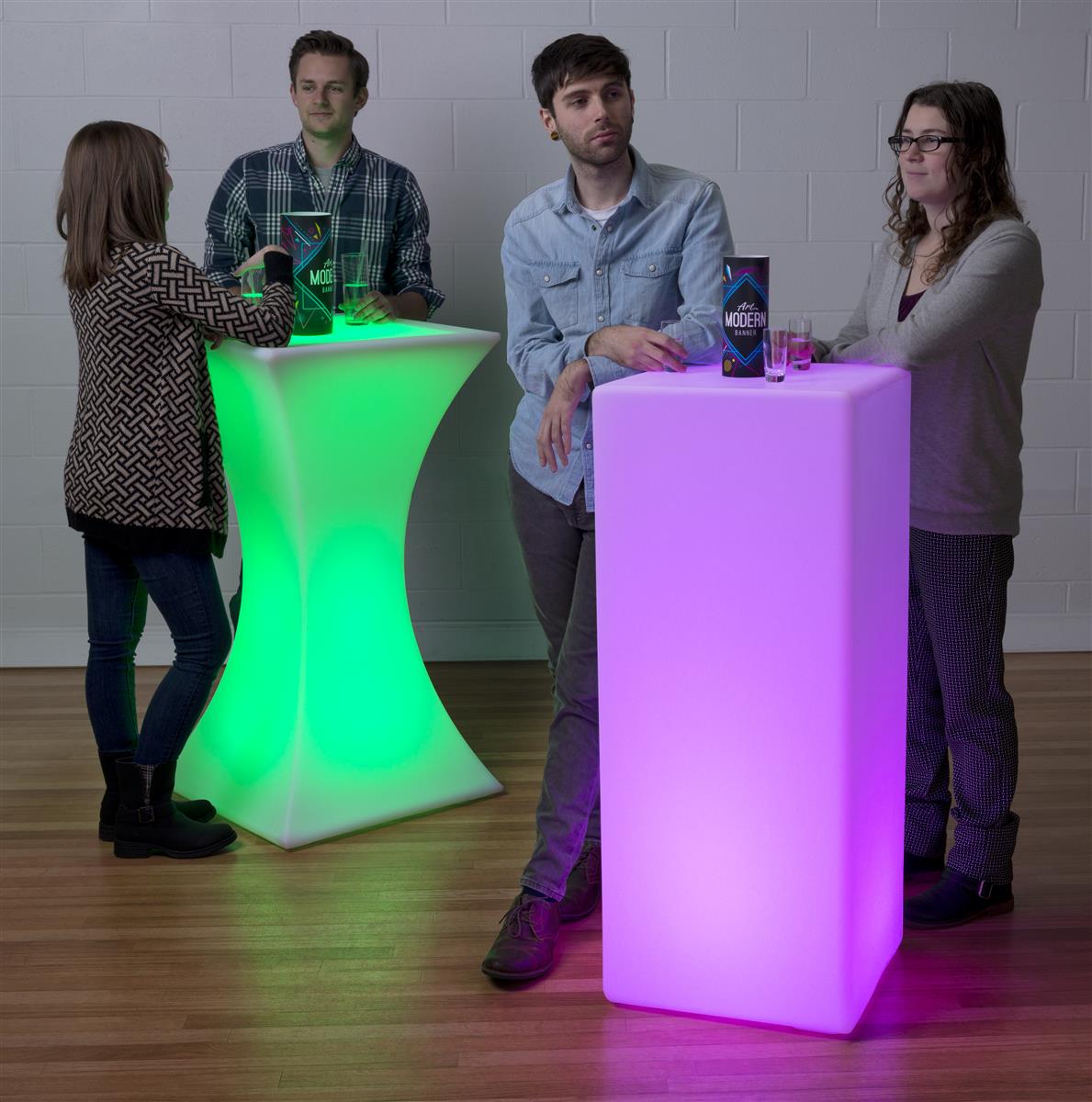 Color Changing LED Cocktail Table| 43.25” Tall with Square Top