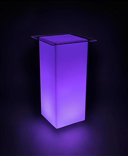 LED lighted cocktail table with bright purple glow