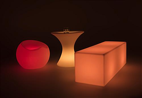 LED cocktail table paired with seating