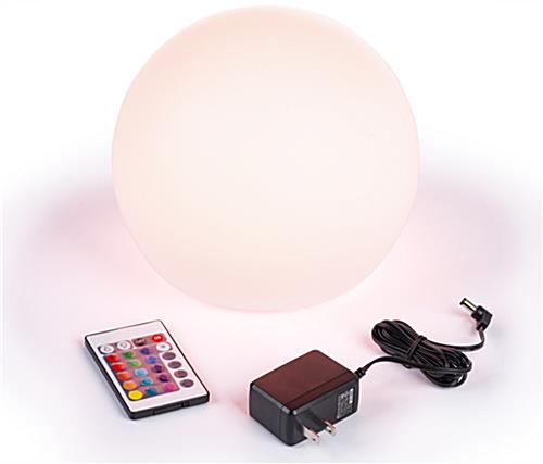 LED ball table light includes power source and remote control