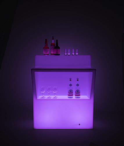 illuminated LED bar with underneath storage