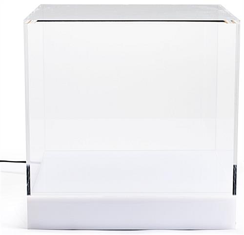 LED lighted display cube with illuminated base turned off