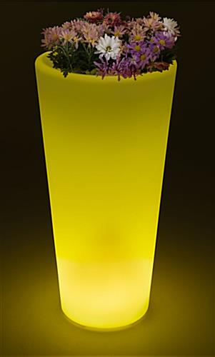 LED ice bucket/planter with yellow lights and flowers