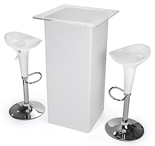 LED tall boy bar table set with pub-height tabletop and 2 stools