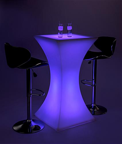 Hourglass LED pub table set with 16 light color settings