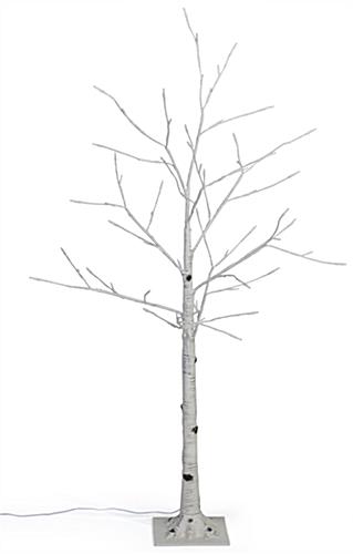 Lighted birch tree with faux decorative design