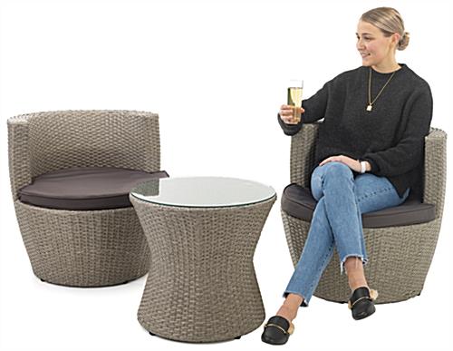 3 piece wicker bistro set for two people