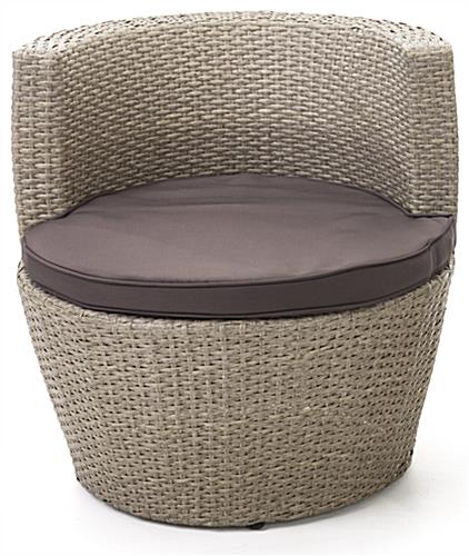 3 piece wicker bistro set with 2" thick machine washable polyester cushions
