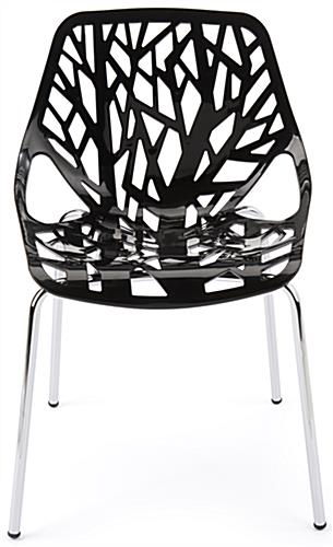 Cut-out tree design chair with overall dimensions of 20.47 inches in width and 27.55 inches in height
