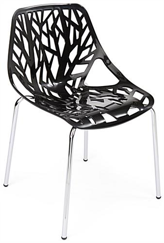 Cut-out tree design chair with stackable construction 