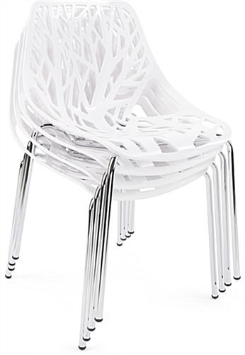 Cut-out tree design chair with stack-ability for storage convenience 