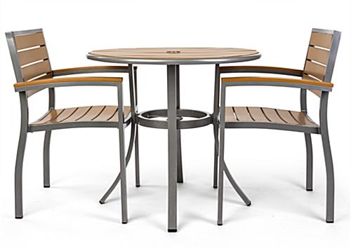 Dining height round outdoor imitation teak table set