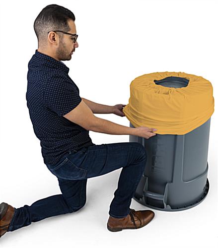 Spandex trash can covers are machine and dryer safe