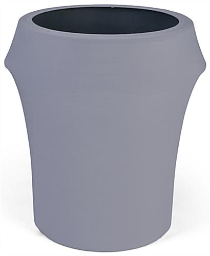 Gray spandex trash can covers fit 55 gallon waste barrels