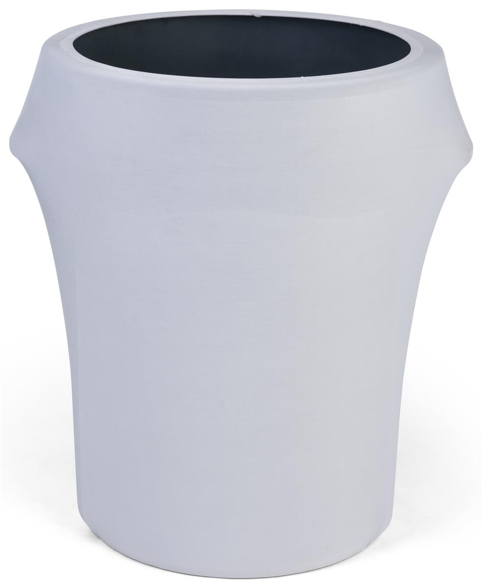 White spandex trash can covers fit 55 gallon waste barrels
