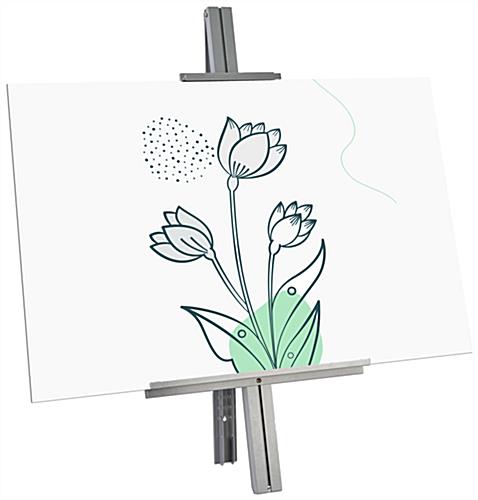 Wall mount easel with matte silver finish