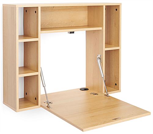 Flip down desk with hydraulic hinges