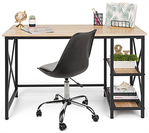 Wood and steel desk with 30 inch tall design