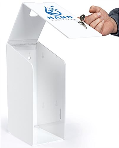 Gallon hand sanitizer jug dispenser with front loading door