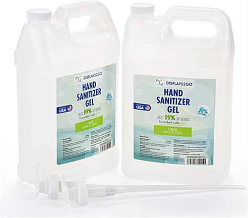 Hand sanitizer station with gallon pumps includes 2 cleansing gels