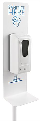 Hand sanitizing dispenser floor stand with pre-printed text and graphic