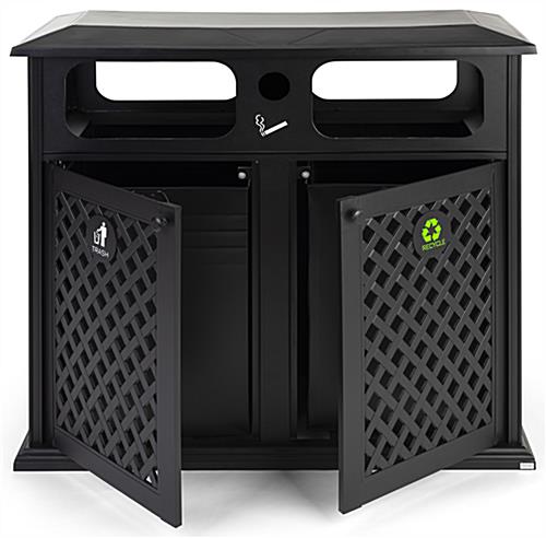 Dual outdoor waste bin with two easy removable trash bins